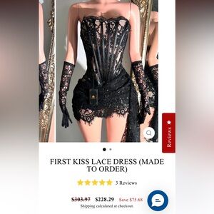 Elegant Black Lace Corset Dress with Gloves